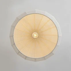 Boho Ivory Woven Thread Dome Cage Semi Flush Mount