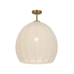 Boho Ivory Woven Thread Dome Cage Semi Flush Mount