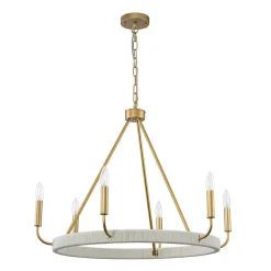 Boho 6-Light Woven String Candle Wagon Wheel Chandelier