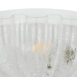Boho Pleated Flower White Crackled Glass Semi Flush