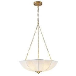 Boho Pleated Flower White Fabric Cage Pendant Light