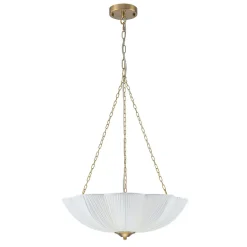 Boho Pleated Flower White Fabric Cage Pendant Light