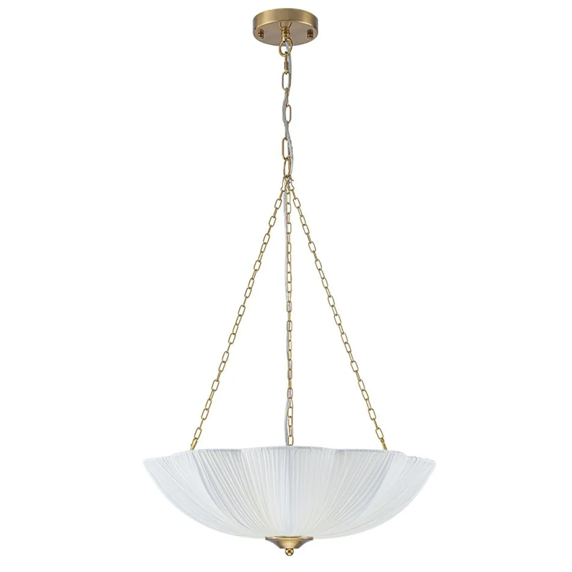 Boho Pleated Flower White Fabric Cage Pendant Light
