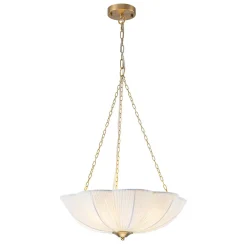 Boho Pleated Flower White Fabric Cage Pendant Light