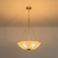 Boho Pleated Flower White Fabric Cage Pendant Light
