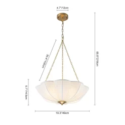 Boho Pleated Flower White Fabric Cage Pendant Light