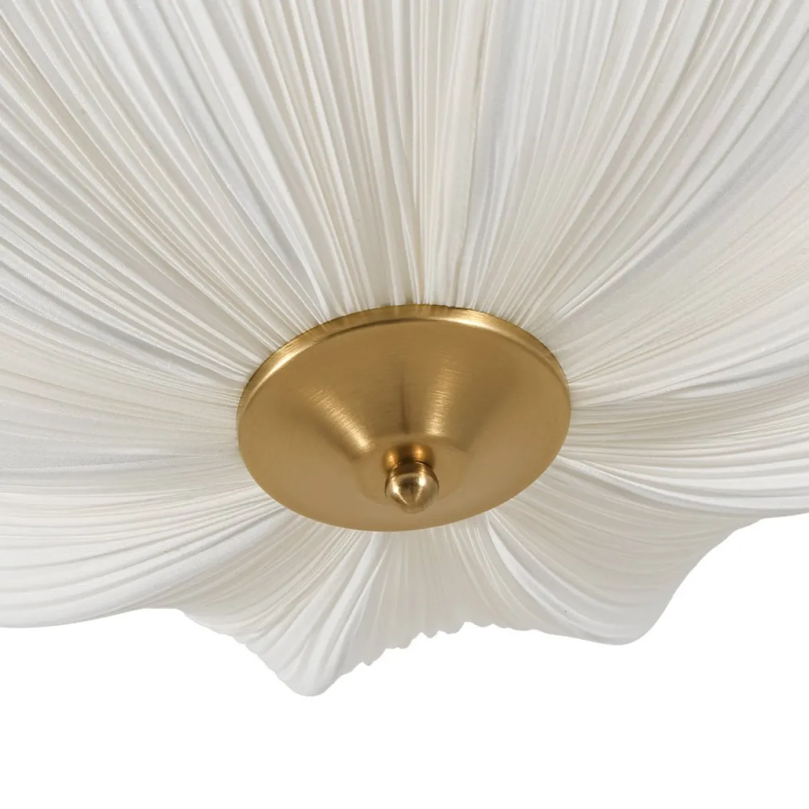 Boho Pleated Flower White Fabric Semi Flush Mount