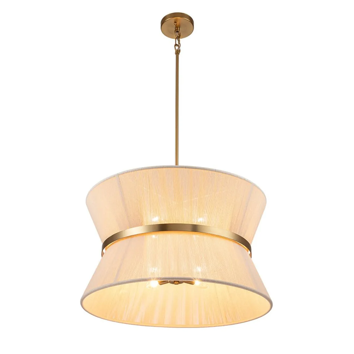 Boho 2-Tier Woven Thread Tapered Drum Pendant Light