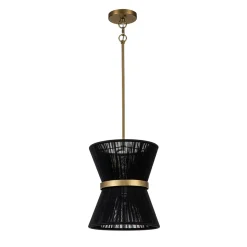 Boho 2-Tier Woven Thread Tapered Drum Pendant Light