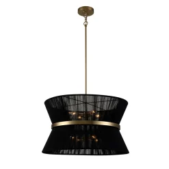 Boho 2-Tier Woven Thread Tapered Drum Pendant Light