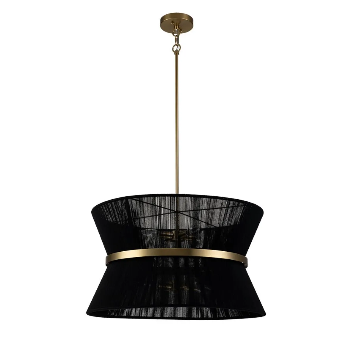 Boho 2-Tier Woven Thread Tapered Drum Pendant Light