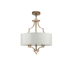Brass Candle Style Drum Fabric Chandelier