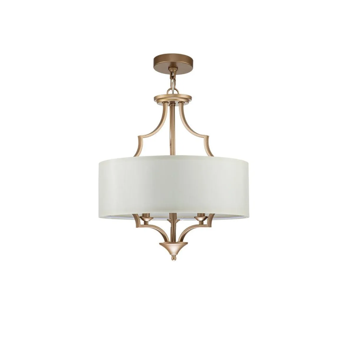 Brass Candle Style Drum Fabric Chandelier