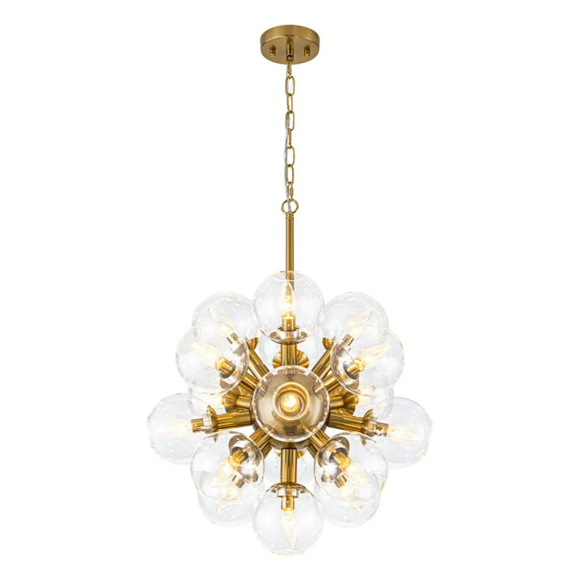 Brass Cluster Glass Globe Bubble Sphere Sputnik Chandelier