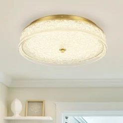 Brass Crystal Resin Art Dimmable LED Round LED Ceiling Light