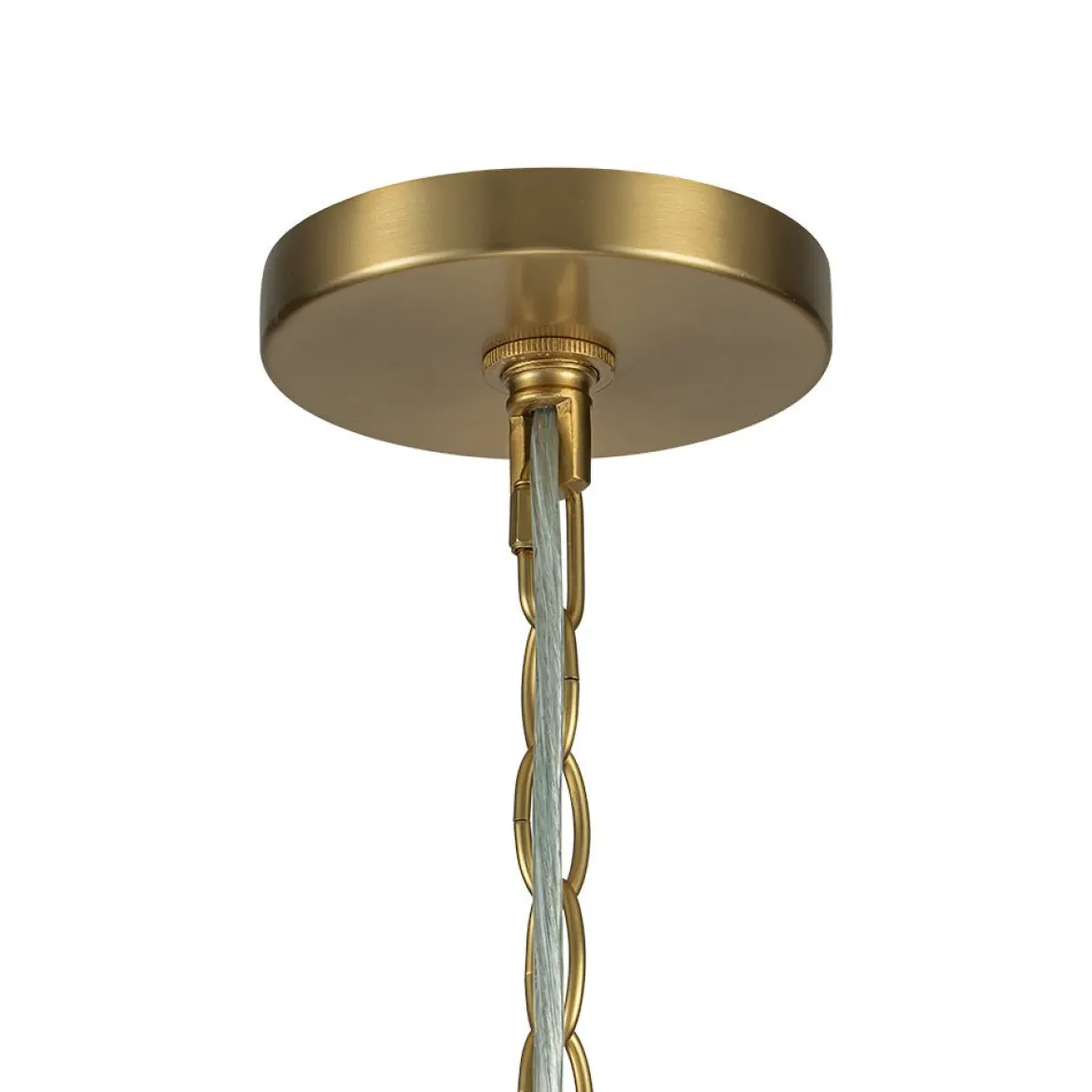Brass Halo Ribbed Glass Globe Bubble Ring Chandelier