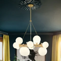 Brass Halo Shine Opal Glass Bubble Ring Chandelier