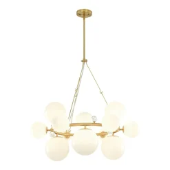 Brass Halo Shine Opal Glass Bubble Ring Chandelier