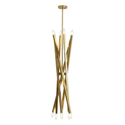 Brass 12-Light Adjustable Linear Rod Sputnik Chandelier