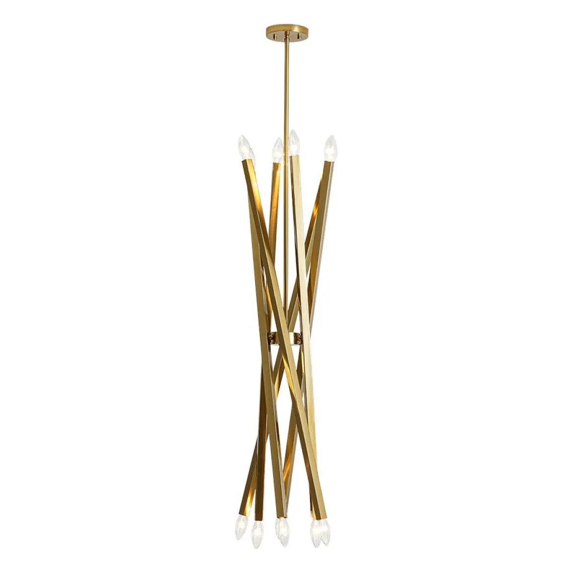 Brass 12-Light Adjustable Linear Rod Sputnik Chandelier