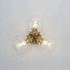 Brass 3-Light Clear Glass Glass Globe Ceiling Light
