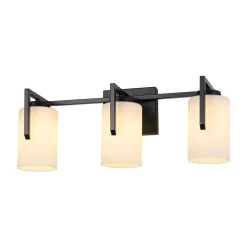 Brass 3-Light Frosted Glass Cylindrical Shade Vanity Wall Sconce