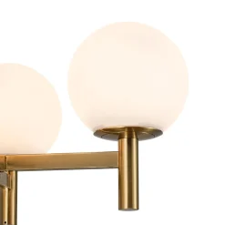 Brass 4-Light Opal Glass Globe Round Sputnik Chandelier