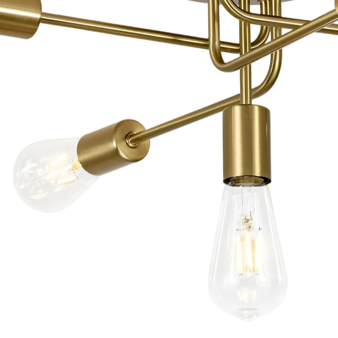 Brass 5-Light Tiered Linear Sputnik Semi Flush Mount