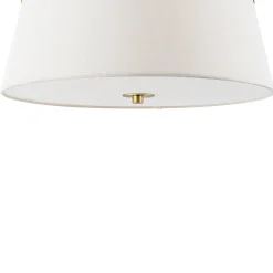 Brass 3-Light White Fabric Drum Cage Semi Flush Mount
