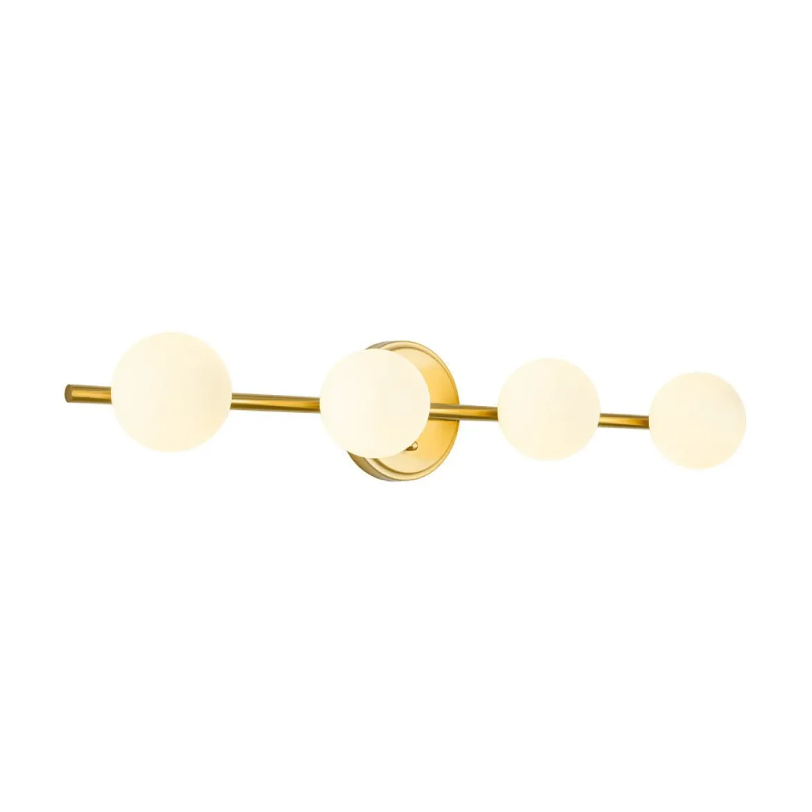 Brass Linear Opal Glass Globe Semi Flush Mount Vanity Light