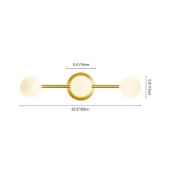 Brass Linear Opal Glass Globe Semi Flush Mount Vanity Light