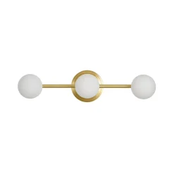 Brass Linear Opal Glass Globe Semi Flush Mount Vanity Light