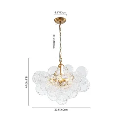 Brass Luxe Cluster Hammered Glass Globe Bubble Chandelier