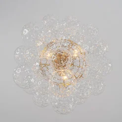 Brass Luxe Cluster Hammered Glass Globe Bubble Chandelier