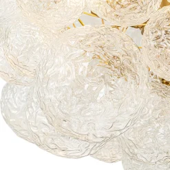 Brass Luxe Cluster Rippled Glass Globe Bubble Chandelier