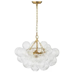 Brass Luxe Cluster Rippled Glass Globe Bubble Chandelier