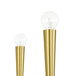 Brass Mid-Century Minimalist Tiered Candle Style Chandelier