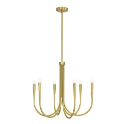 Brass Mid-Century Minimalist Tiered Candle Style Chandelier