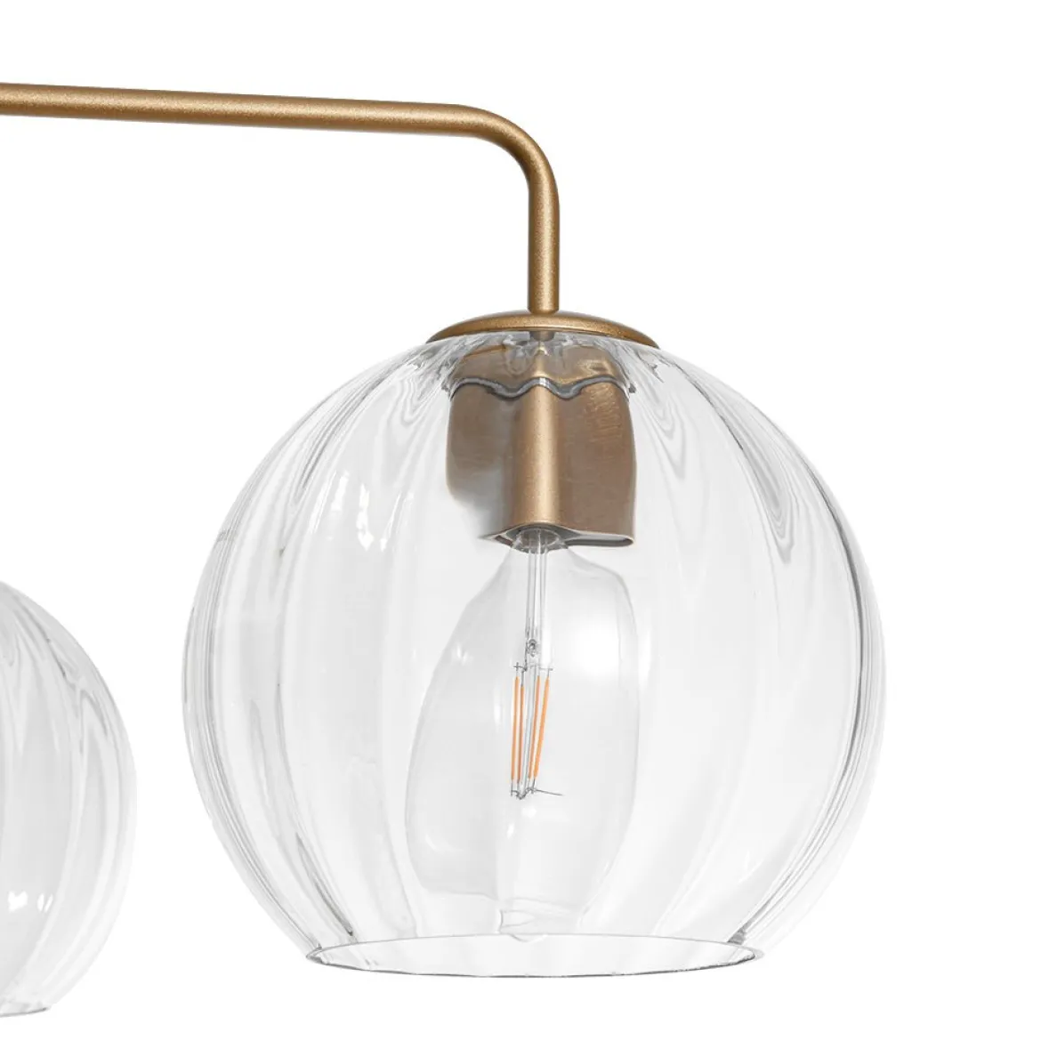 Brass Striped Ribbed Glass Globe 5-light Sputnik Chandelier