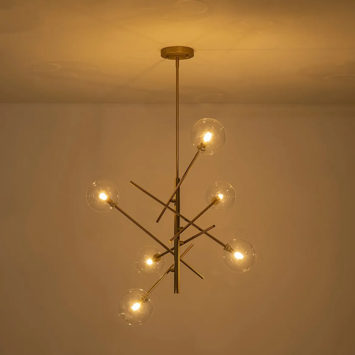 Celestial Glass Globe Sputnik Chandelier - Adjustable Linear Arm