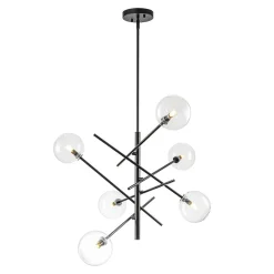 Celestial Glass Globe Sputnik Chandelier - Adjustable Linear Arm