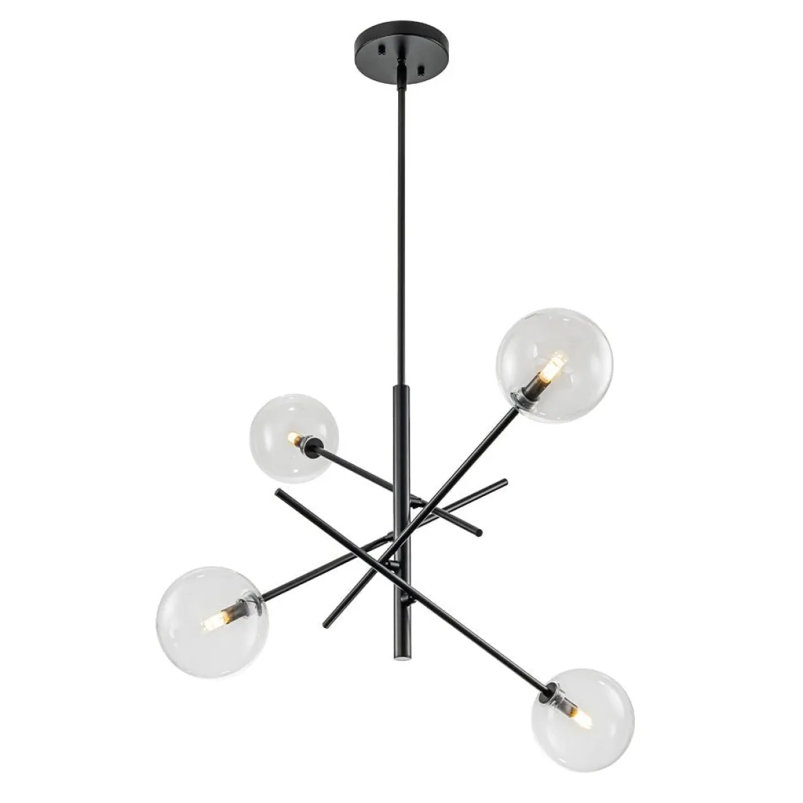 Celestial Glass Globe Sputnik Chandelier - Adjustable Linear Arm