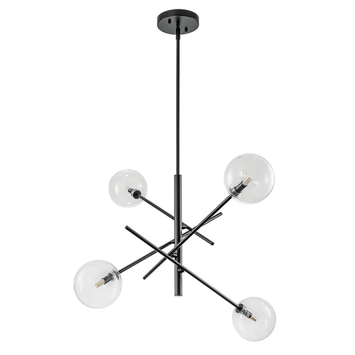 Celestial Glass Globe Sputnik Chandelier - Adjustable Linear Arm