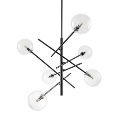 Celestial Glass Globe Sputnik Chandelier - Adjustable Linear Arm