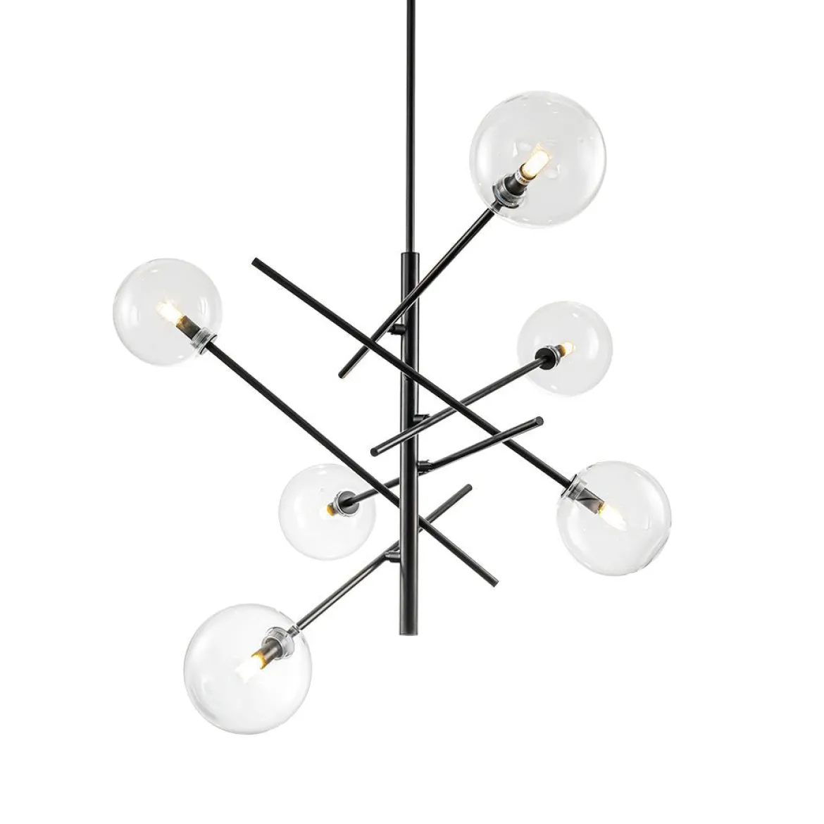 Celestial Glass Globe Sputnik Chandelier - Adjustable Linear Arm