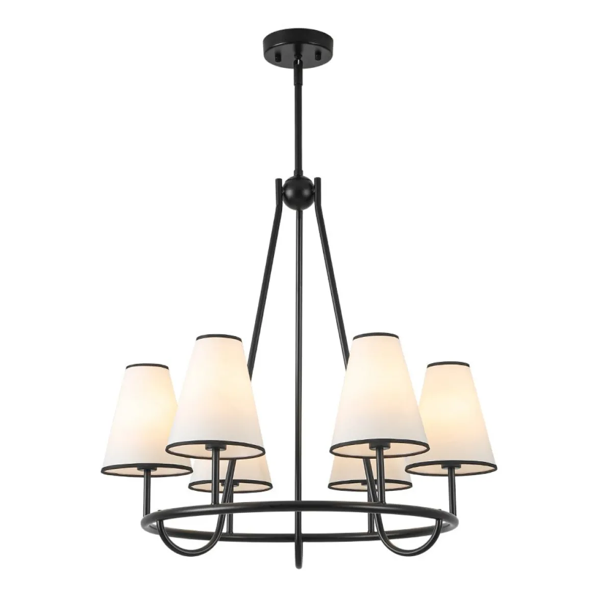 Classic 6-Light Fabric Conical Shade Wheel Chandelier