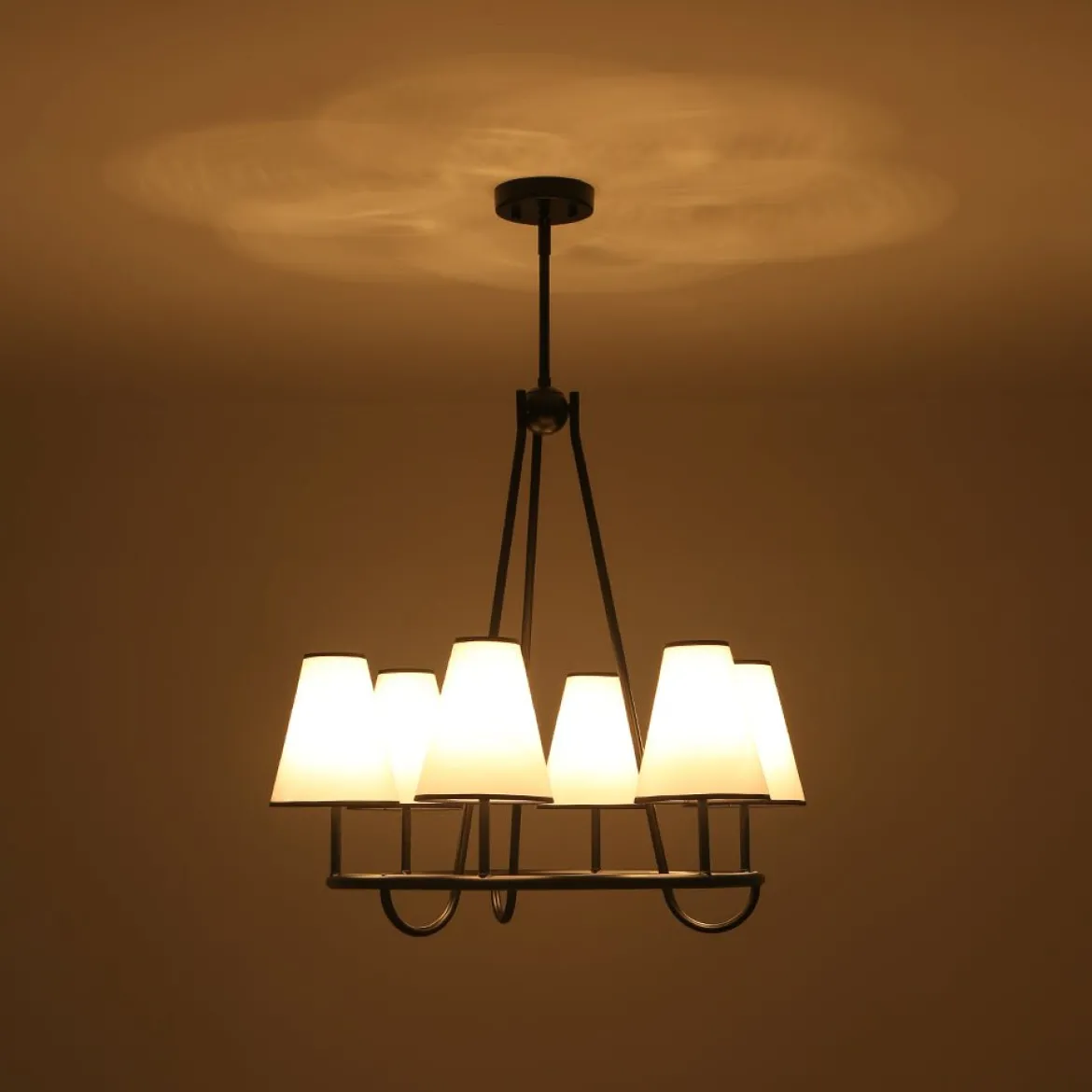 Classic 6-Light Fabric Conical Shade Wheel Chandelier