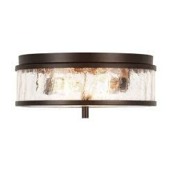 Clear Crackled Glass Drum Flush Mount Light