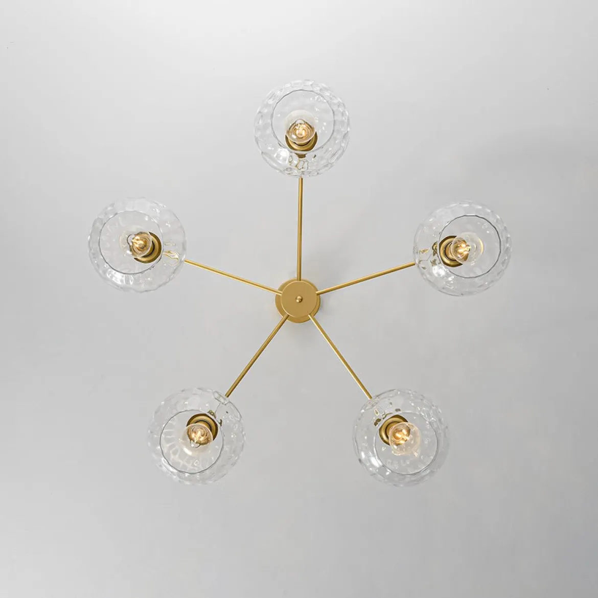 Clear Hammered Glass Globe 5-light Round Sputnik Chandelier
