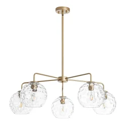 Clear Hammered Glass Globe 5-light Round Sputnik Chandelier